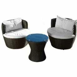 Best Pirce 🎁 GDFStudio GDF Studio Pattaya Outdoor 3-Piece Chat Set, Black 🤩