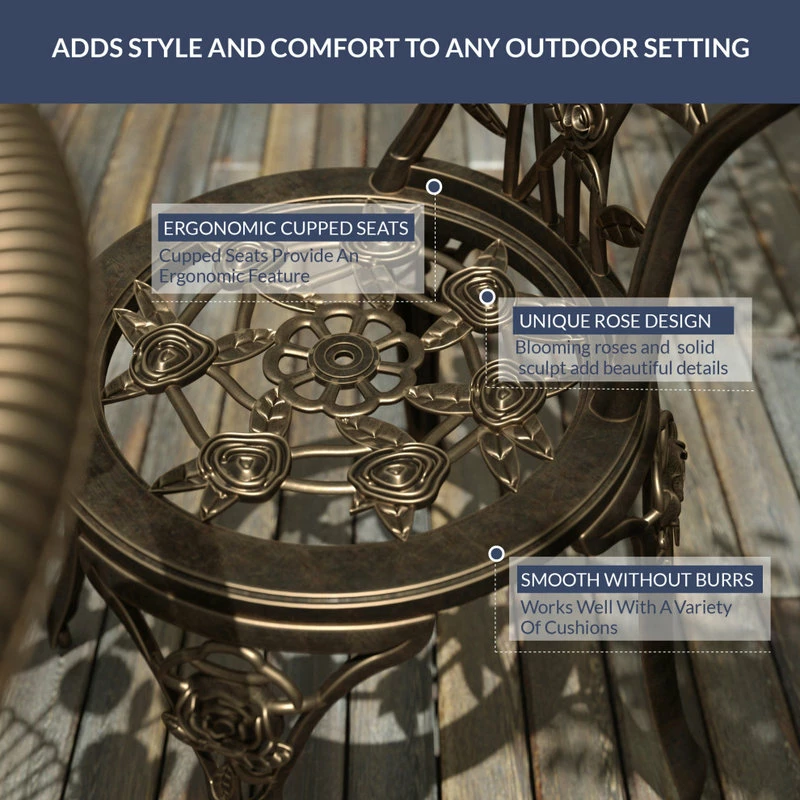 Buy ๐ฅ Belleze Outdoor Patio Furniture 3Pcs Bistro Set Table, Bronze ๐ - Image 4
