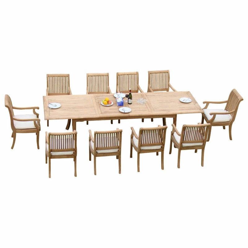 New ๐ฅ Teak Deals 11-Piece Outdoor Teak Dining Set, 117" Rectangle Table, 10 Giva Arm Chairs ๐