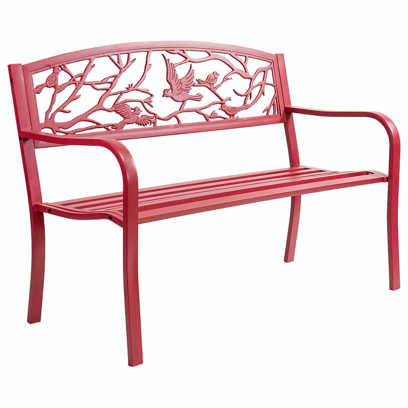Budget 🎉 Patio Premier Perched Birds Metal Park Bench - Red 🛒 - Image 5