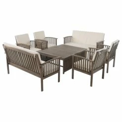 Promo 👏 GDFStudio 8-Piece Beckley, Gray Finish Acacia Chat Set 😀