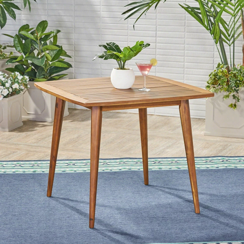 Buy ๐ GDFStudio Stanford Outdoor Square Acacia Wood Dining Table With Straight Legs, Teak Finish โค๏ธ - Image 2