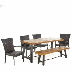 Cheapest 🥰 GDFStudio GDF Studio 6-Piece Soltice Outdoor Teak Finished Acacia Wood Dining Set 😍