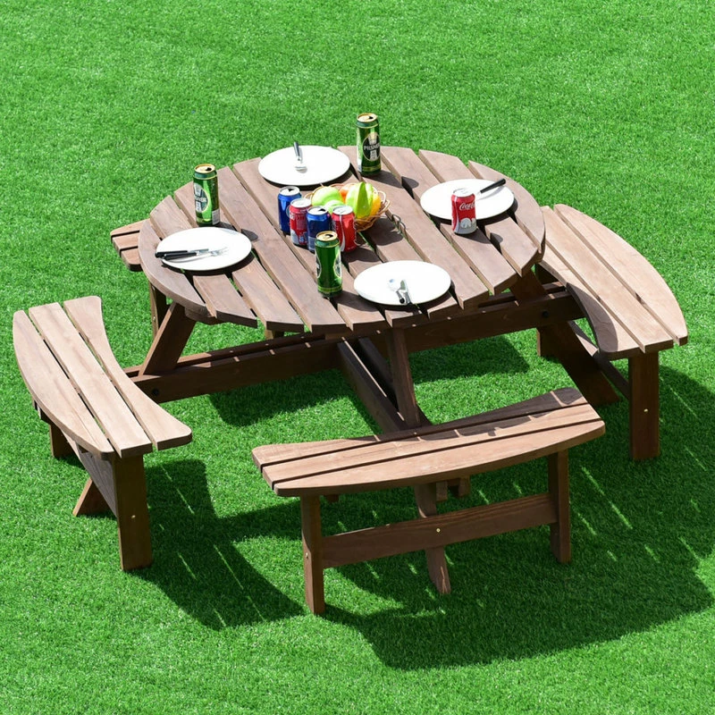 Promo ๐ Costway Patio 8 Seat Wood PicnicTable Dining Seat Bench Set Pub Garden Yard โค๏ธ - Image 3