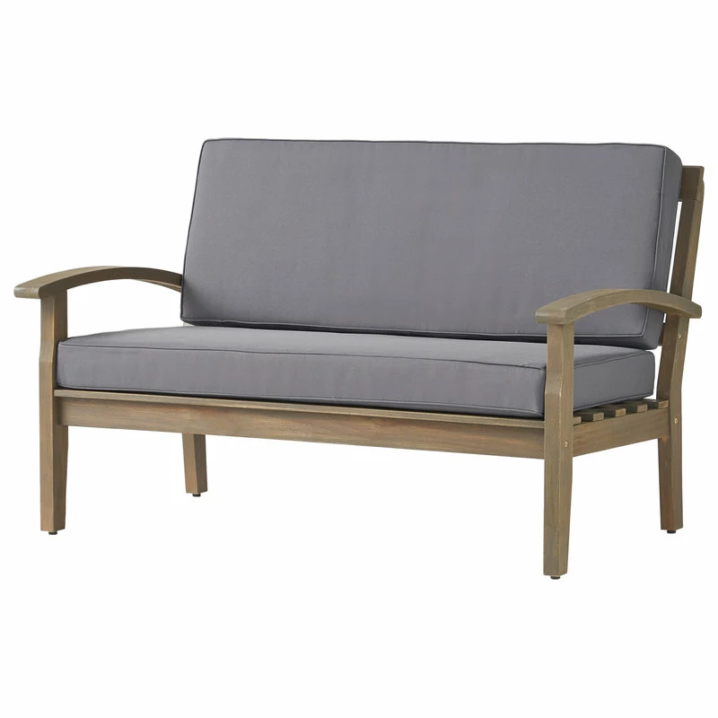 New โ GDFStudio GDF Studio Preston Outdoor Acacia Wood Loveseat And Coffee Table, Gray/Dark Gray ๐ - Image 5