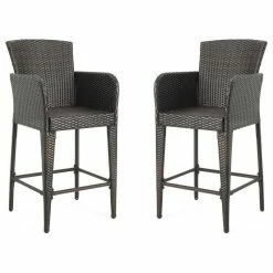 Best deal ⭐ GDFStudio GDF Studio Welmas Outdoor Multi-Brown Wicker Bar Stools, Set Of 2 💯