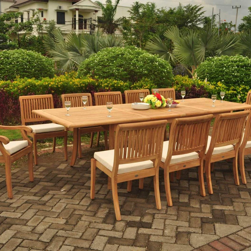 Best reviews of ๐ Teak Deals 13-Piece Outdoor Teak Dining Set, 117" Rectangle Table, 12 Arbor Stacking Chairs ๐ - Image 12