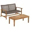 Best reviews of 💯 GDFStudio Spring Spender Outdoor Wicker Loveseat, Coffee Table Set, Mixed Mocha, Natural ⌛