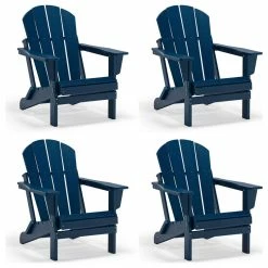 New 🛒 Westin Trends WestinTrends 4PCS Outdoor Patio Furniture Folding Adirondack Chairs, Navy Blue 💯