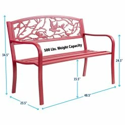 Budget 🎉 Patio Premier Perched Birds Metal Park Bench - Red 🛒