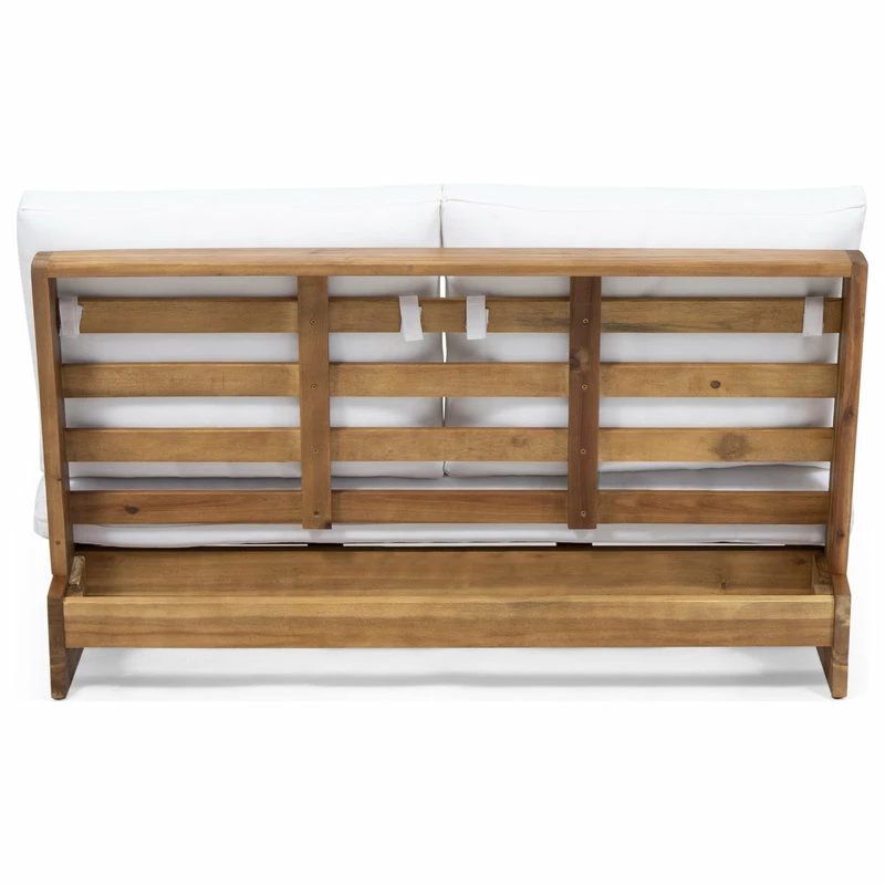 Top 10 ๐ฏ GDFStudio Kaitlyn Outdoor Acacia Wood Loveseat With Cushions, Teak Finish/White ๐ - Image 7