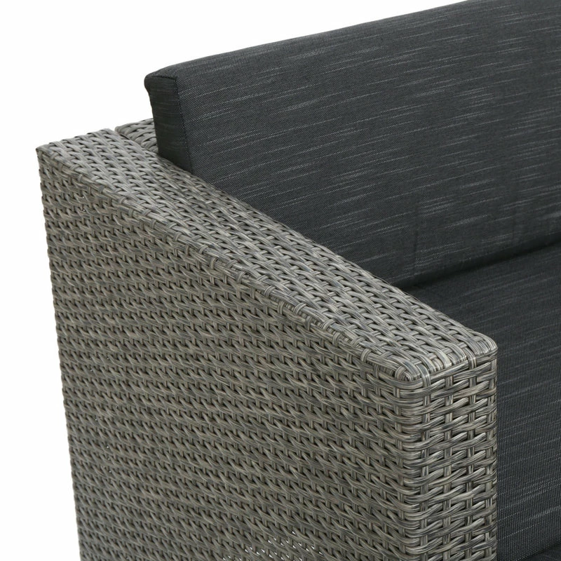 Cheapest ๐ GDFStudio GDF Studio Lorita Outdoor 5-Piece Gray Wicker Sectional Sofa With Black Cushions ๐ - Image 7
