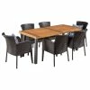 Budget 🥰 GDFStudio GDF Studio 7-Piece Delgado Outdoor Dining, Wood Table With Wicker Chairs Set 🧨