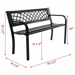 Buy 💯 Costway Patio Park Garden Bench Porch Path Chair Outdoor Deck Steel Frame ✨