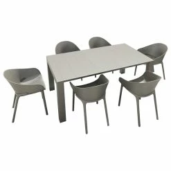 New 🤩 Compamia Sky Extendable 7-Piece Dining Set, Taupe ⭐