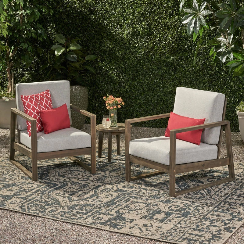 Best deal 🔥 GDFStudio Mavis Outdoor Acacia Wood Club Chair With Cushions, Set Of 2, Gray 🎉 - Image 3