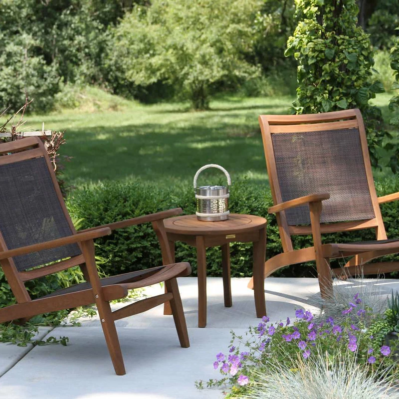 Discount 🔥 Outdoor Interiors 3-Piece Eucalyptus And Sling Lounge Set With Round Accent Table ⭐ - Image 2