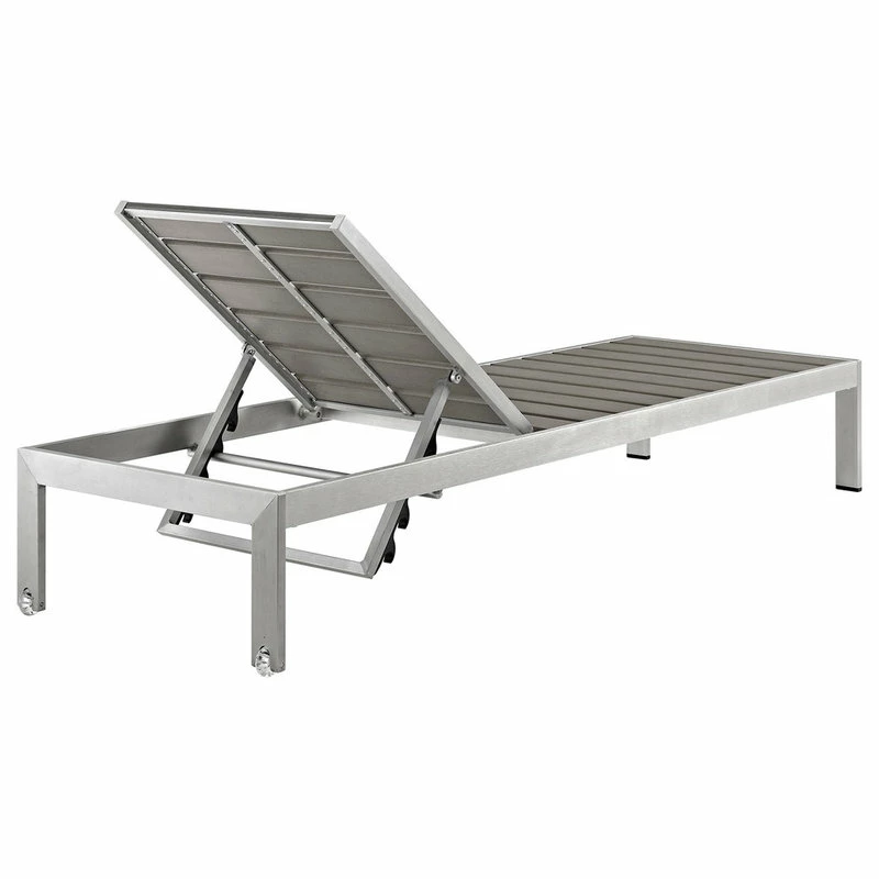 Best Pirce โญ LexMod Shore Outdoor Aluminum Chaise, Silver Gray ๐คฉ - Image 4