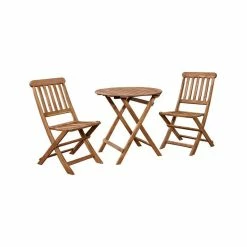 Best Pirce 😀 Linon Home Decor Products Catalan Cafe Set, Teak Finish, 28.75'' X 28.75'' X 28.75'', Teak Finish 🌟