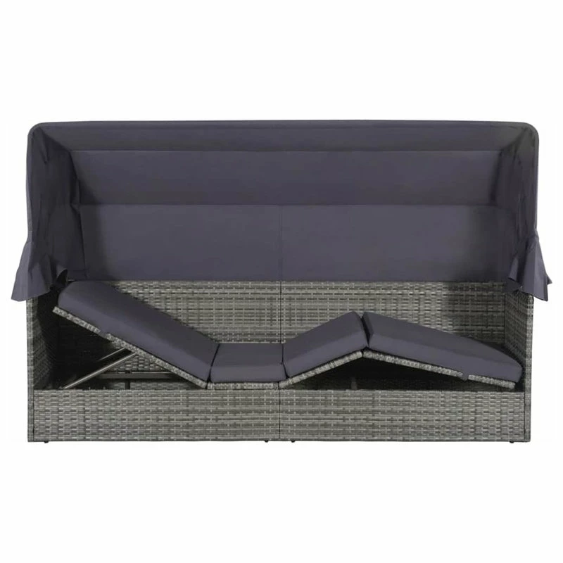 New ๐ Vida XL LLC VidaXL Patio Lounge Bed W/ Canopy Poly Rattan Gray 80.7" Garden Cushion Seat ๐ - Image 4