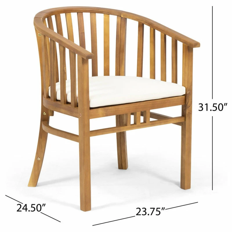 Buy ๐ GDFStudio Nola Outdoor Wooden Dining Chairs With Cushions, Set Of 2, Cream, Teak Finish ๐งจ - Image 12