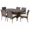 Best deal 🥰 GDFStudio GDF Studio 7-Piece Carmela Outdoor Multibrown PE Wicker Long Dining Set ✨