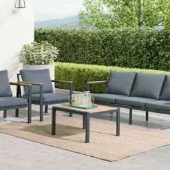 Hot Sale 🤩 Rossio Outdoor 4 Piece Conversation Set,Aluminum Frame,Waterproof Fabric Cover 💯