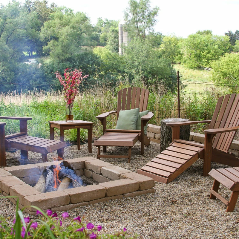 Brand new ๐ Outdoor Interiors Eucalyptus Adirondack Chair With Built-In Ottoman ๐คฉ - Image 6