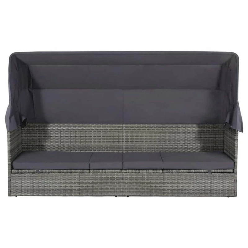 New ๐ Vida XL LLC VidaXL Patio Lounge Bed W/ Canopy Poly Rattan Gray 80.7" Garden Cushion Seat ๐ - Image 6