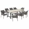 Deals 🛒 GDFStudio Sabrina Outdoor Wood And Wicker 8 Seater Dining Set, Light Gray, Black, Gray 😉