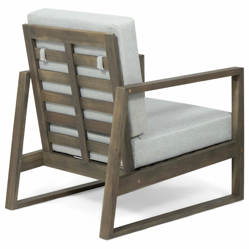 Best deal 🔥 GDFStudio Mavis Outdoor Acacia Wood Club Chair With Cushions, Set Of 2, Gray 🎉 - Image 4