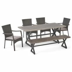 Brand new 🥰 GDFStudio GDF Studio 6-Piece Tripoli Outdoor Aluminum Dining Set, Gray/Gray ⌛
