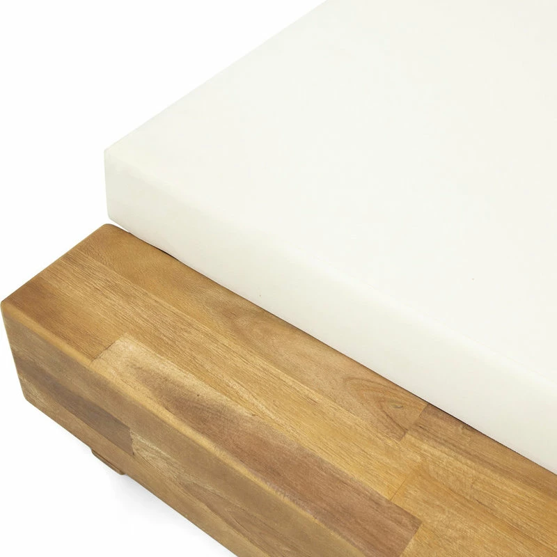 Promo 💯 GDFStudio Setlla Acacia Wood Chaise Lounge And Cushion Set, Set Of 4, Cream 🌟 - Image 3