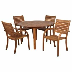 Wholesale 👍 Amazonia Arizona 5-Piece Round Patio Dining Set | Eucalyptus Wood 🔥