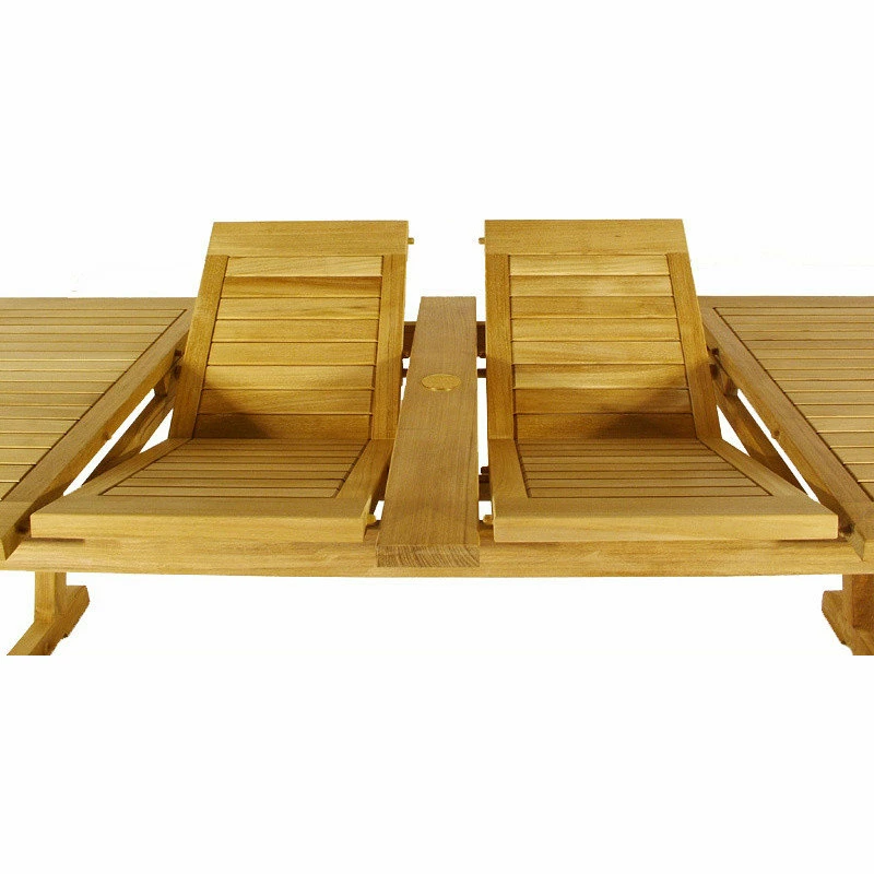 Brand new ⌛ Teak Deals 7-Piece Teak Dining Set 94" Oval Extension Table, 6 Wave Stacking Arm Chairs 😀 - Image 2