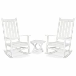 Buy 👍 POLYWOOD Trex Outdoor Cape Cod 3-Piece Porch Rocking Chair Set, Classic White ✨