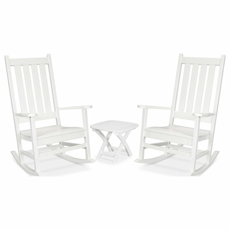 Buy ๐ POLYWOOD Trex Outdoor Cape Cod 3-Piece Porch Rocking Chair Set, Classic White โจ