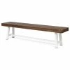 Cheap 👍 GDFStudio Marian Outdoor Acacia Wood Bench, Sandblast Dark Brown, White Metal 🛒