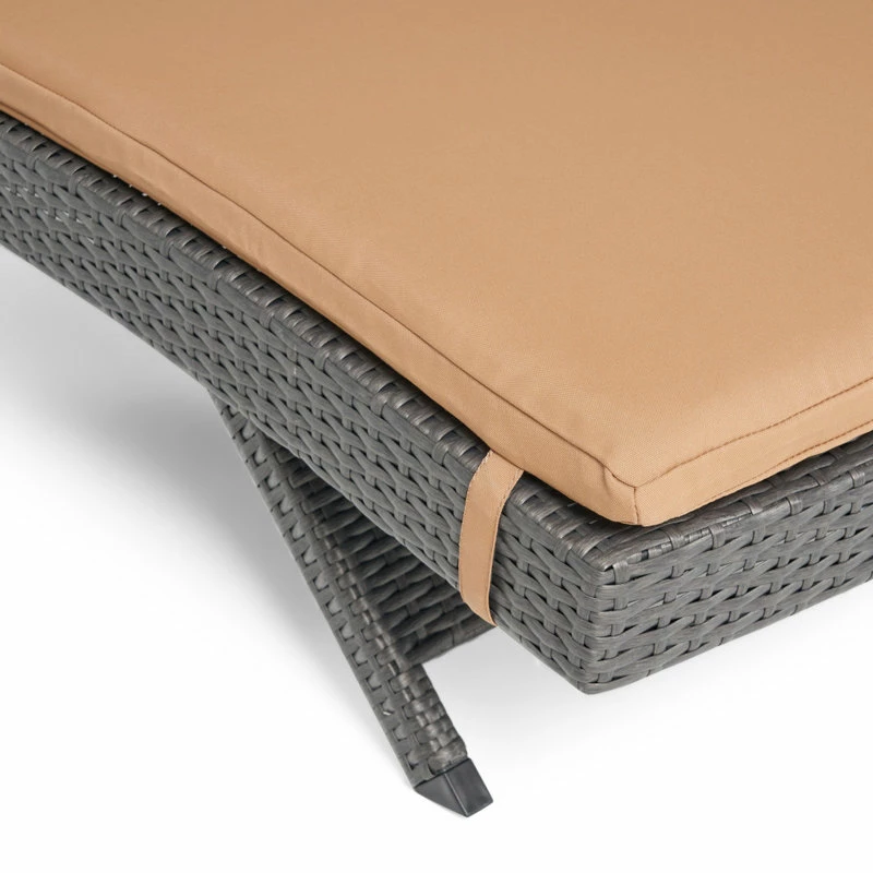 Flash Sale ❤️ GDFStudio GDF Studio Nassau Outdoor Gray Wicker Adjustable Chaise Lounge, Caramel Cushion ✔️ - Image 10