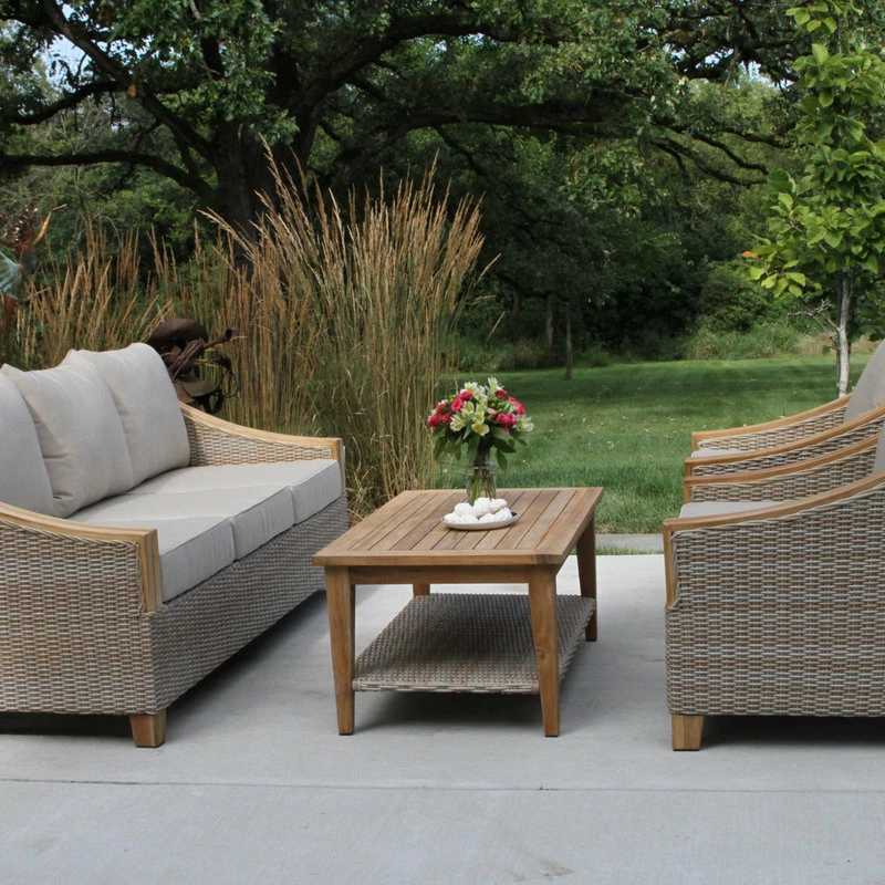 Best reviews of 😍 Outdoor Interiors Ash Wicker And Teak 4-Piece Sofa Set With Sunbrella Fabrics 🎁 - Image 2