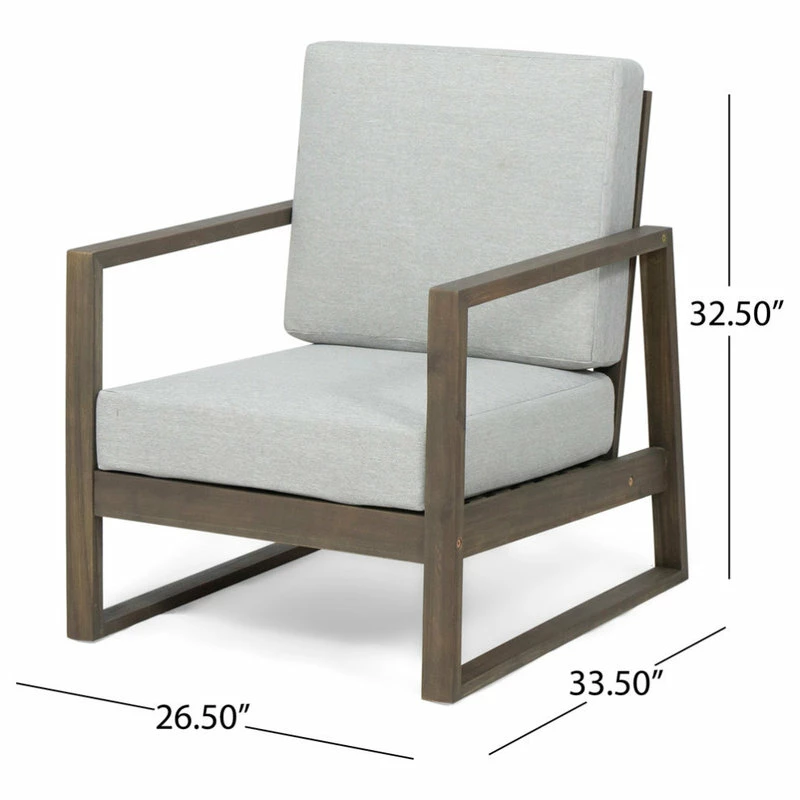 Best deal 🔥 GDFStudio Mavis Outdoor Acacia Wood Club Chair With Cushions, Set Of 2, Gray 🎉 - Image 7