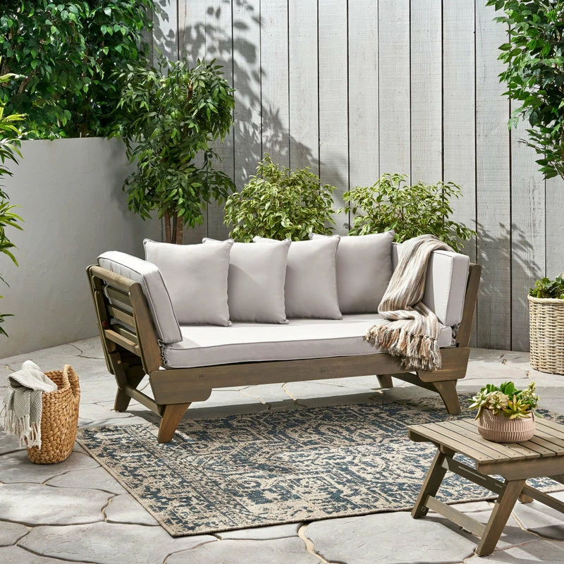 Wholesale ⭐ GDFStudio GDF Studio Othello Outdoor Acacia Wood Daybed With Cushions, Gray/Light Gray 🌟 - Image 3