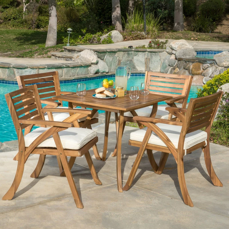 Top 10 ๐ฅฐ GDFStudio Deandra Outdoor 5-Piece Wood Dining With Cushions Set, Teak ๐ - Image 3