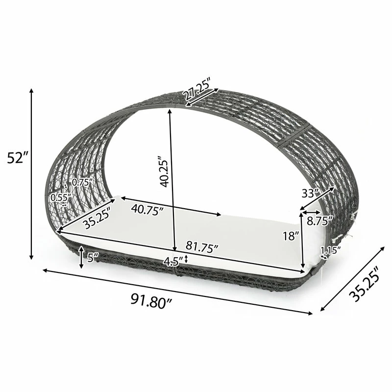 New โ๏ธ GDFStudio GDF Studio Bedford Outdoor Wicker Overhead Canopy Daybed With Cushion, Gray/Whit ๐ - Image 2