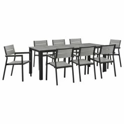 Brand new ⌛ Modway Maine 9-Piece Outdoor Patio Dining Set, Brown Gray 👏