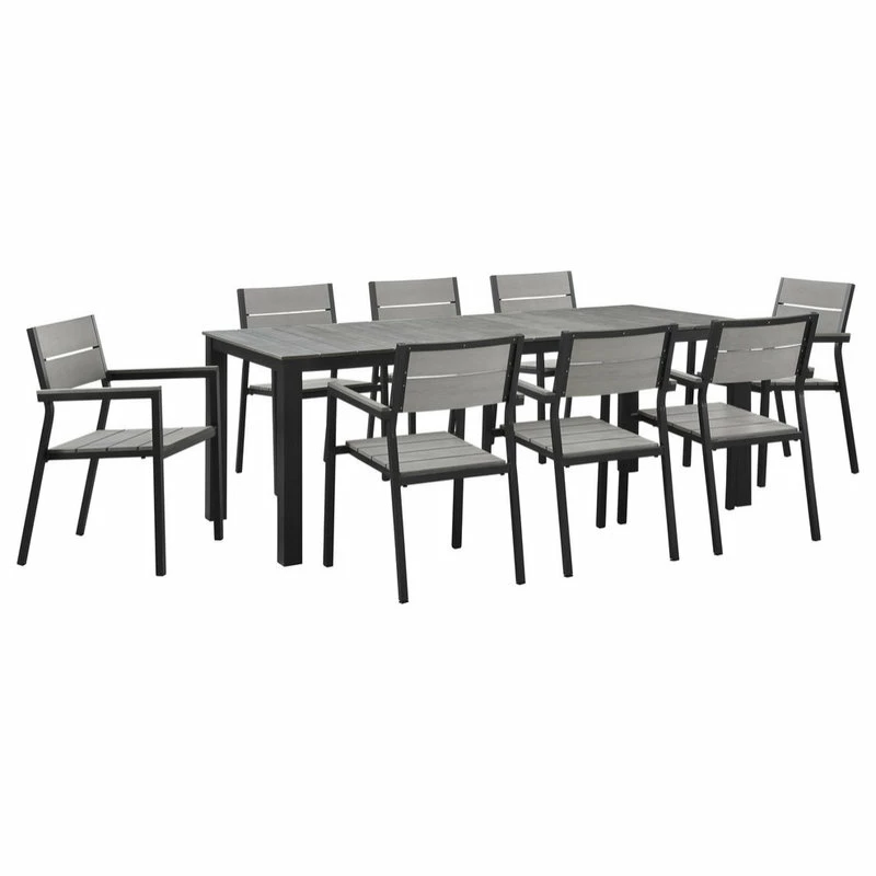 Brand new โ Modway Maine 9-Piece Outdoor Patio Dining Set, Brown Gray ๐