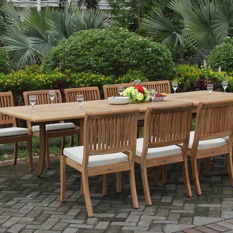 Best reviews of ๐ Teak Deals 13-Piece Outdoor Teak Dining Set, 117" Rectangle Table, 12 Arbor Stacking Chairs ๐ - Image 13