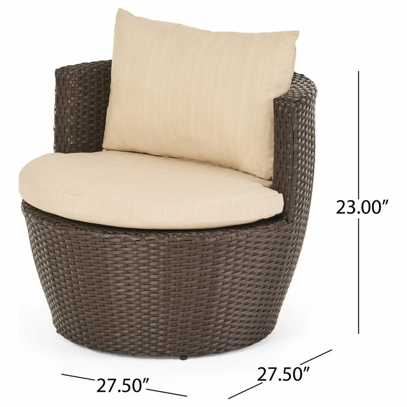 Flash Sale ❤️ GDFStudio Kyoto Outdoor 3-Piece Brown Wicker Chat Set 🧨 - Image 4