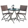 Discount ✔️ GDFStudio GDF Studio 3-Piece Cantinela Outdoor Wicker Folding Bistro Set 👏