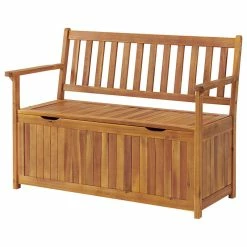 Buy 🌟 Bolton Furniture, Inc. Londonderry 47"W Acacia Wood Outdoor Storage Bench 🛒